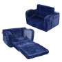 VEVOR Kinderbank 2-in-1 Omvormbare kinderbank naar relaxfauteuil, uitklapbare kinderbank, fauteuil, peuterbed, opvouwbare kinderspeelbank, kinderbank blauw 104 x 58 x 32 cm
