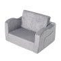 VEVOR Kinderbank 2-in-1 Omvormbare kinderbank naar relaxfauteuil, uitklapbare kinderbank, fauteuil, peuterbed, opvouwbare kinderspeelbank, kinderbank grijs 104 x 58 x 32 cm