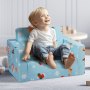 VEVOR Kinderbank 2-in-1 Omvormbare Kinderbank naar Relaxfauteuil, Uitklapbare Kinderbank Fauteuil, Peuter Armleuning Stoel Bed, Opklapbare Kinderspeelbank, met Kerstpatroon