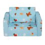 VEVOR Kinderbank 2-in-1 Omvormbare Kinderbank naar Relaxfauteuil, Uitklapbare Kinderbank Fauteuil, Peuter Armleuning Stoel Bed, Opklapbare Kinderspeelbank, met Kerstpatroon
