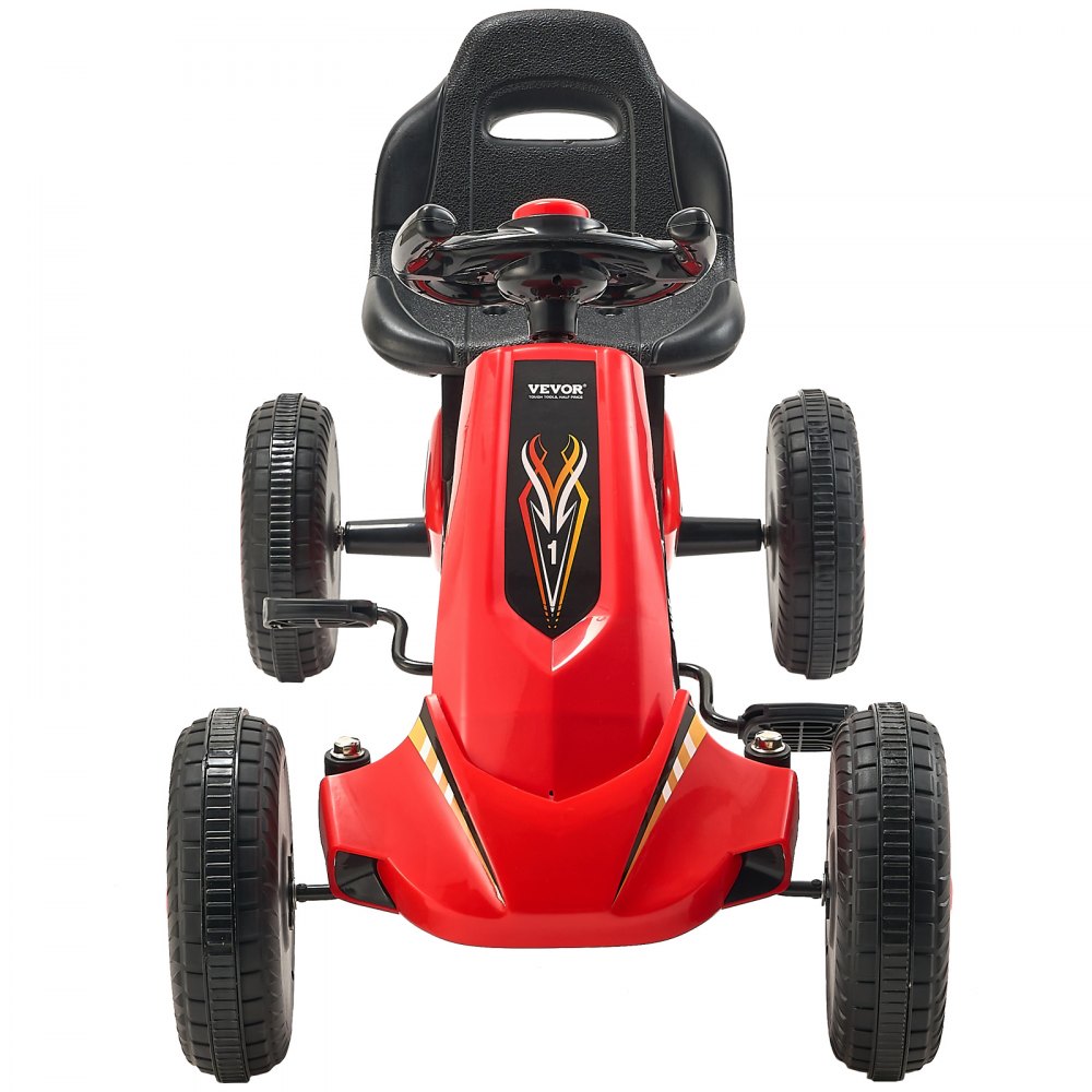 VEVOR Go-Kart, Trapauto met Stuur, Ergonomisch Verstelbare Stoel, Antislipwielen, Draagbare Trapauto met Trapkruk, Kindervoertuig voor Kinderen van 3-8 Jaar, Rood