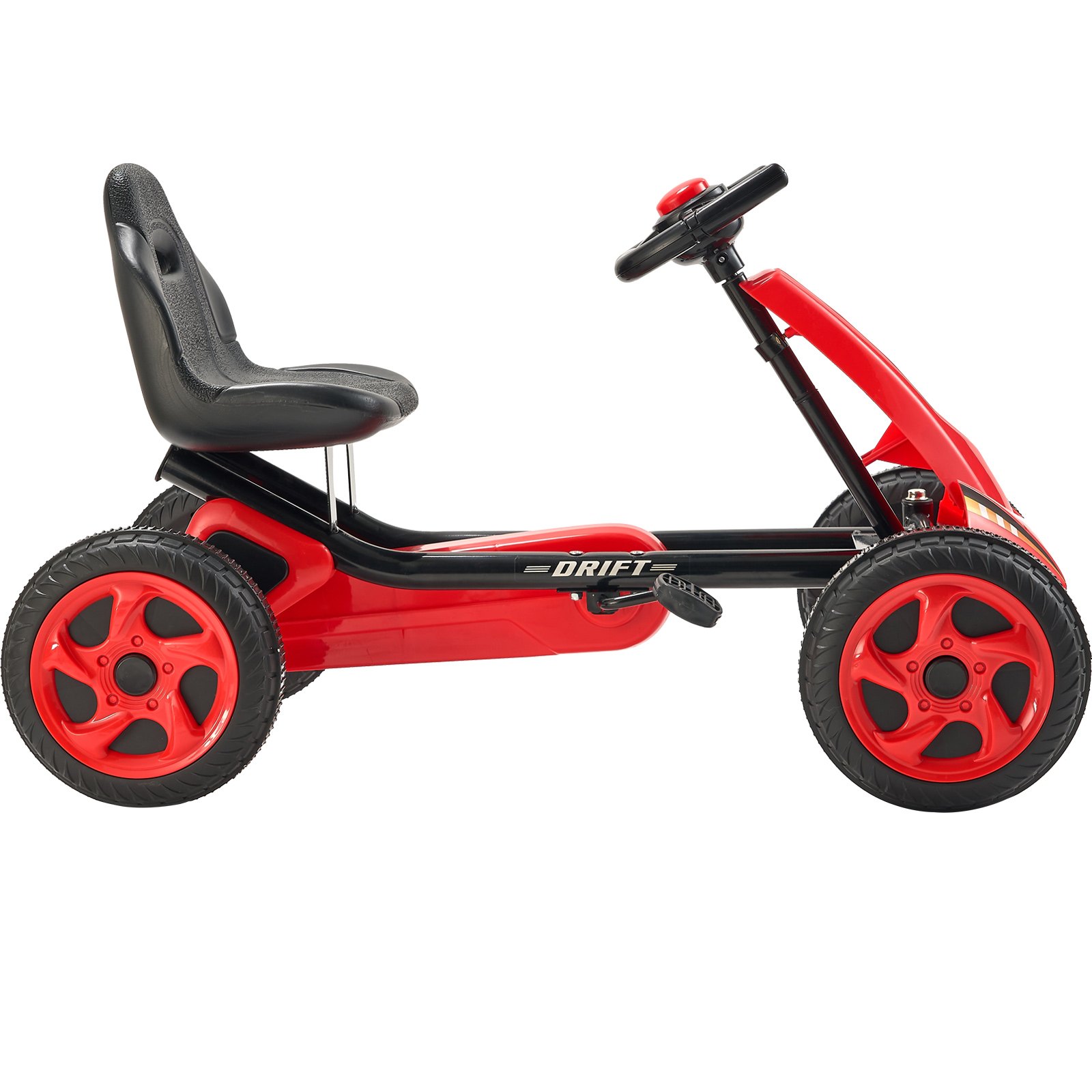 VEVOR Go-Kart, Trapauto met Stuur, Ergonomisch Verstelbare Stoel, Antislipwielen, Draagbare Trapauto met Trapkruk, Kindervoertuig voor Kinderen van 3-8 Jaar, Rood