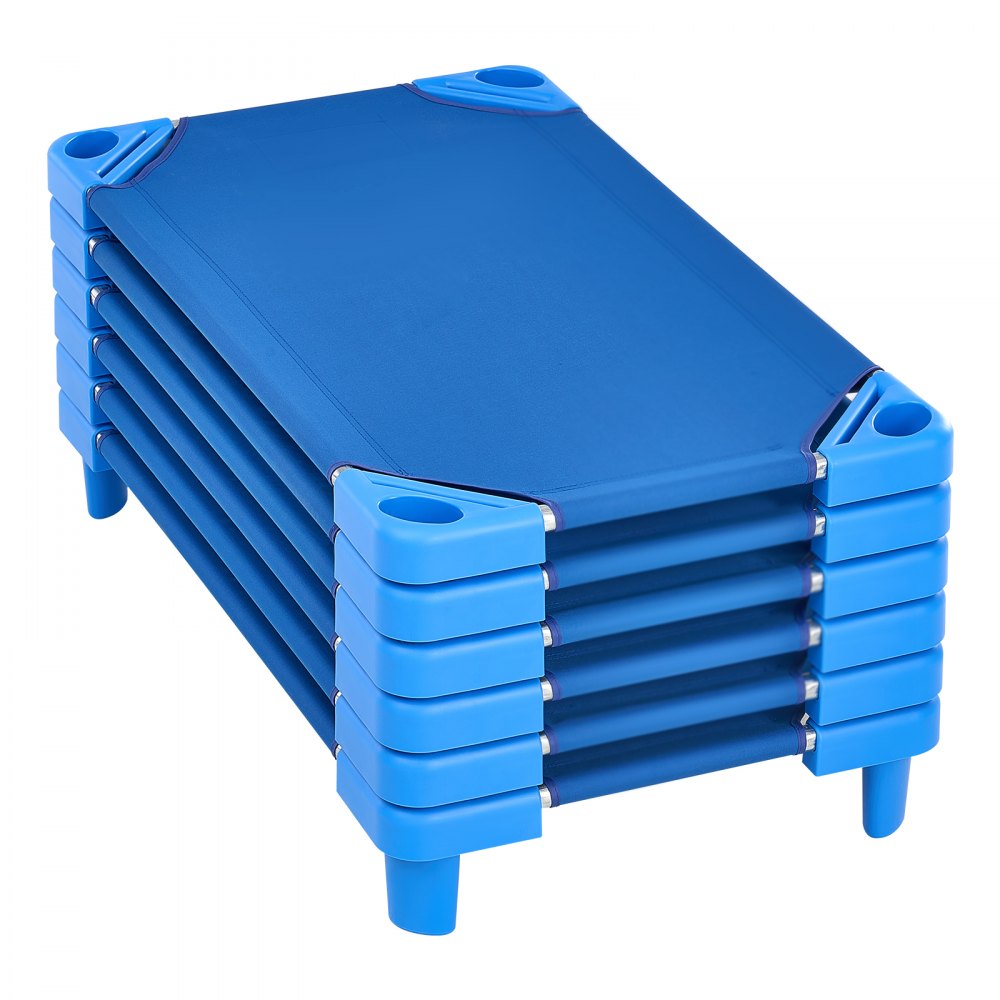 VEVOR Stapelbare Wieg Draagbare Slaapbedden 6-delig (102 x 57 x 15 cm) Kinderdagverblijfbedden voor Kinderen Kleuterklas Kinderdagverblijfbedden voor Slaapdutjes, Blauw