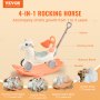 VEVOR rocking horse; orange and white 4-in-1 design for child's growth, ages 1 to 3 years.