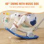 VEVOR 4 in 1 Rocking Horse for Toddlers 1-3 Years, Baby Rocking Horse with Detachable Balance Board, Push Handle and 4 Smooth Wheels, Support up to 80 lbs HDPE Kids Ride on Toy with Sound, Blue