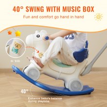 VEVOR 4-in-1 hobbelpaard peuters 1-3 jaar schommelspeelgoed 36kg blauw