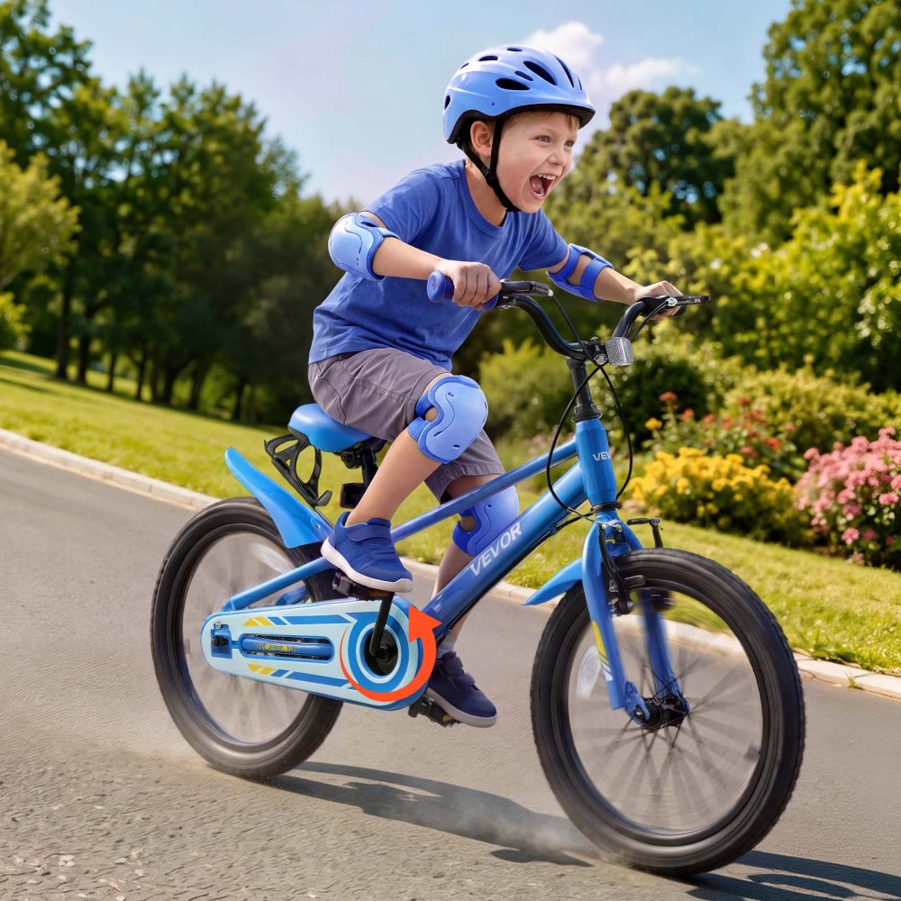 VEVOR Kids Bike, 20 in Children Bicycle, with Kickstand BMX Style Blue, for Boys Girls Ages 7-13, Adjustable Seat & Handlebar, Front Brake and Rear Drum Brake, Cup Holder, High-Carbon Steel Frame