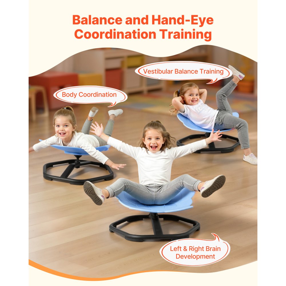 VEVOR Kids Swivel Chair, 220 lbs Capacity, Elephant Shape Sensory Spinning Chair, Autistic Kids Sensory Toy Seat with Non-Slip Metal Base, Toddler Sit & Spin Seat for Coordination Balance Focus, Blue