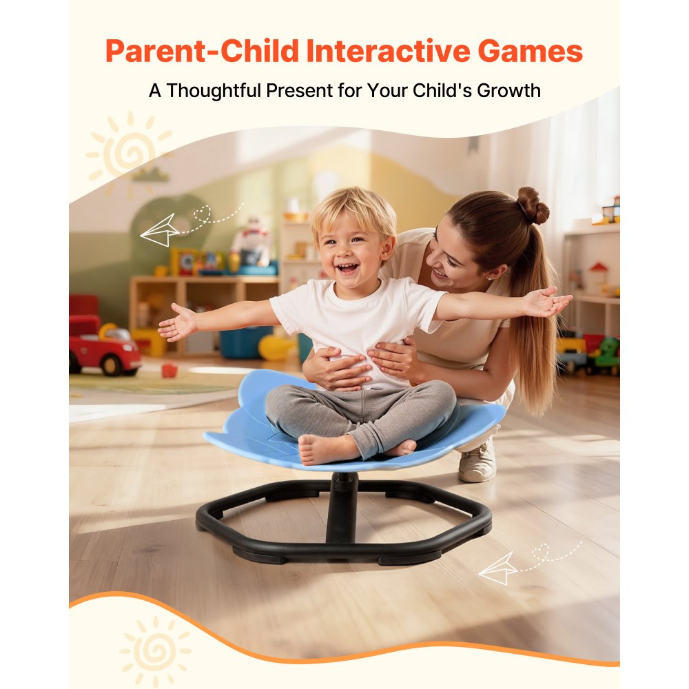 VEVOR Kids Swivel Chair, 220 lbs Capacity, Elephant Shape Sensory Spinning Chair, Autistic Kids Sensory Toy Seat with Non-Slip Metal Base, Toddler Sit & Spin Seat for Coordination Balance Focus, Blue