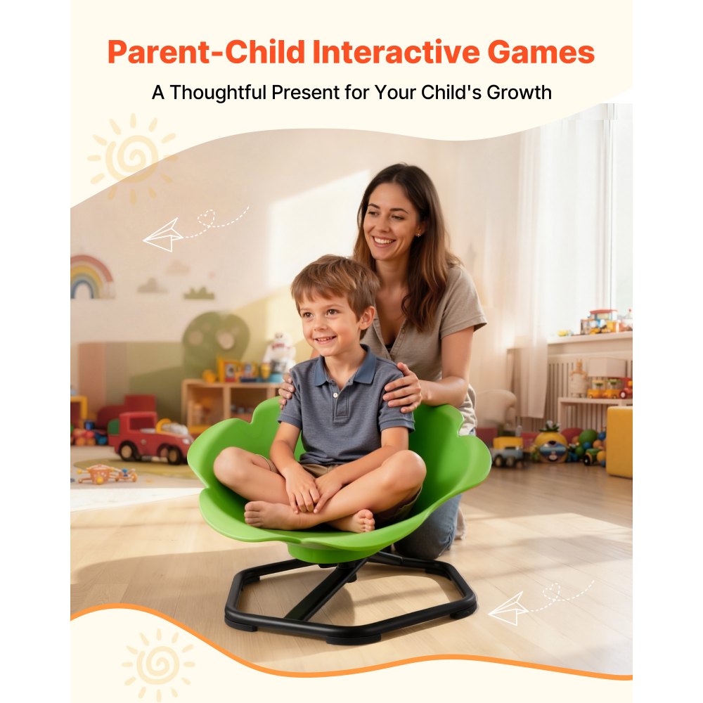 VEVOR Kids Swivel Chair, 220 lbs Capacity, Cylinder Shape Sensory Spinning Chair, Autistic Kids Sensory Toy Seat with Non-Slip Metal Base, Toddler Sit & Spin Seat for Coordination Balance Focus, Green