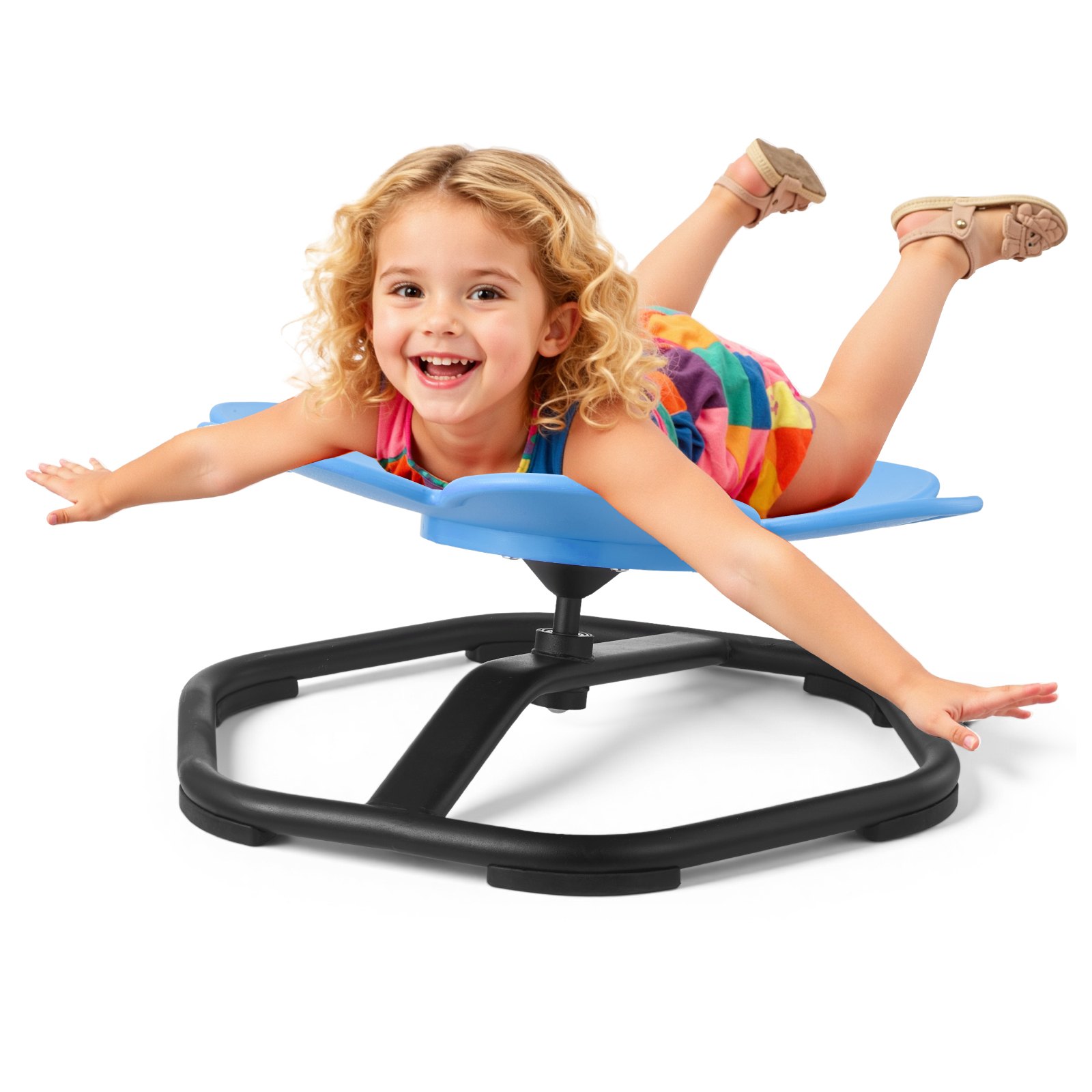 VEVOR Kinderdraaistoel, Sensorische draaistoel in bloemvorm, Draagvermogen 100 kg, Sensorisch speelgoed met antislip metalen voet, Bevordert coördinatie, evenwicht en concentratie, Blauw