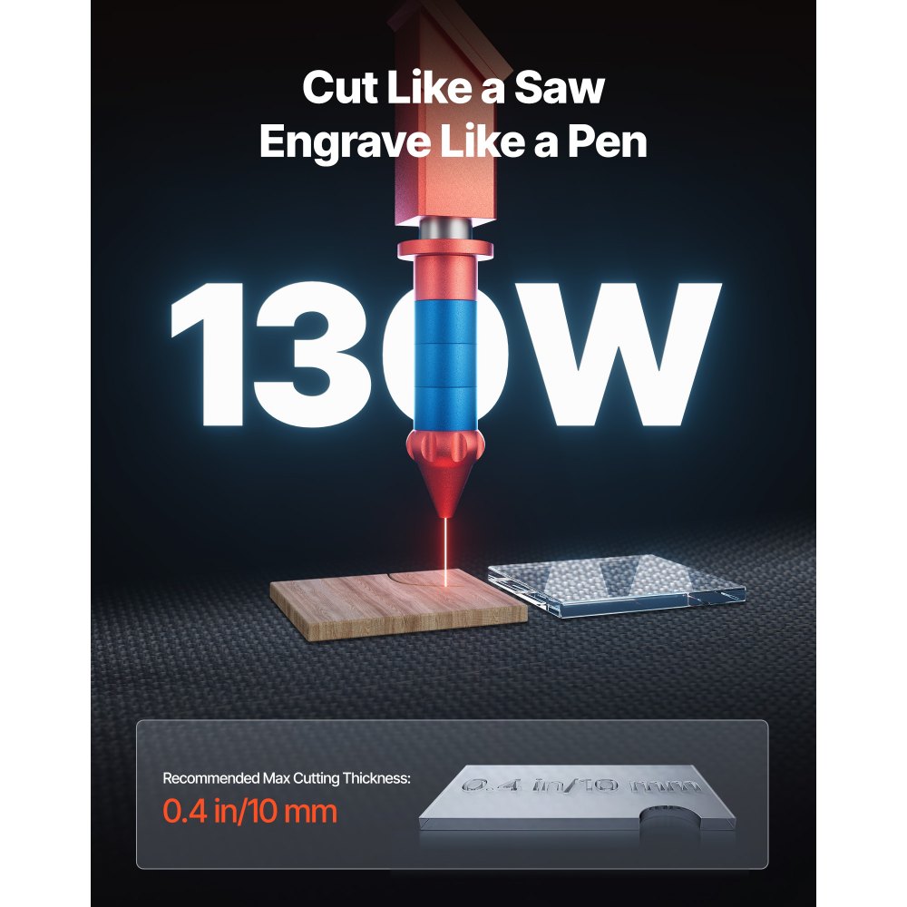 VEVOR CO2-lasergraveermachine 130 W, werkgebied van 1400x900 mm, lasergraveer- en snijmachine met waterkoeler, tweewegs luchttoevoer, snelheid van 1200 mm/s, voor hout, acryl en glas