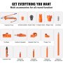 VEVOR 12 Ton Porta Power Kit, Portable Hydraulic Jack with 4.6 ft/1.4 m Oil Hose, Auto Body Frame Repair Kit with Storage Case for Car Repair, Truck, Farm