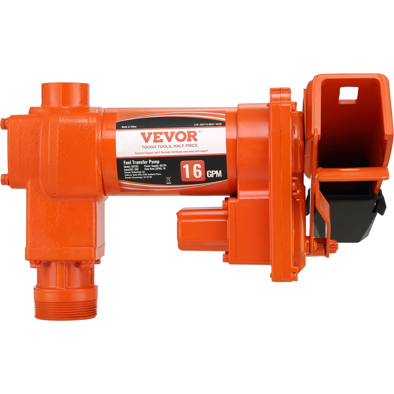 VEVOR brandstoftransportpomp, 12V DC, 60,5 l/min, 1/4 pk, benzine-extractiepomp met sproeier, uitlaatslang en aanzuigbuis voor benzine, diesel, kerosine, ethanol en methanolmengsels en biodiesel