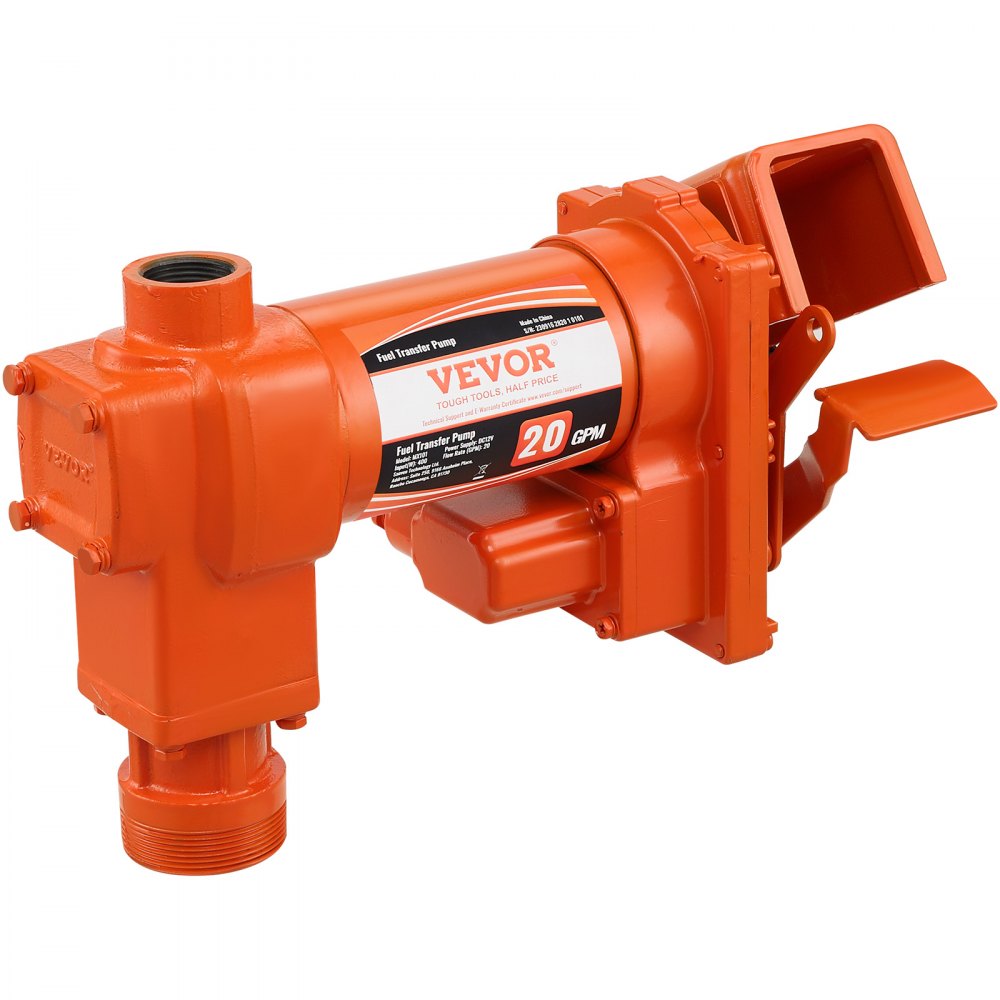 VEVOR brandstofpomp, 12 V DC, 20 GPM, 1/4 HP, dieselpomp met automatische sproeier, uitlaatslang en aanzuigleiding voor benzine, diesel, kerosine, ethanol- en methanolmengsels en biodiesel.