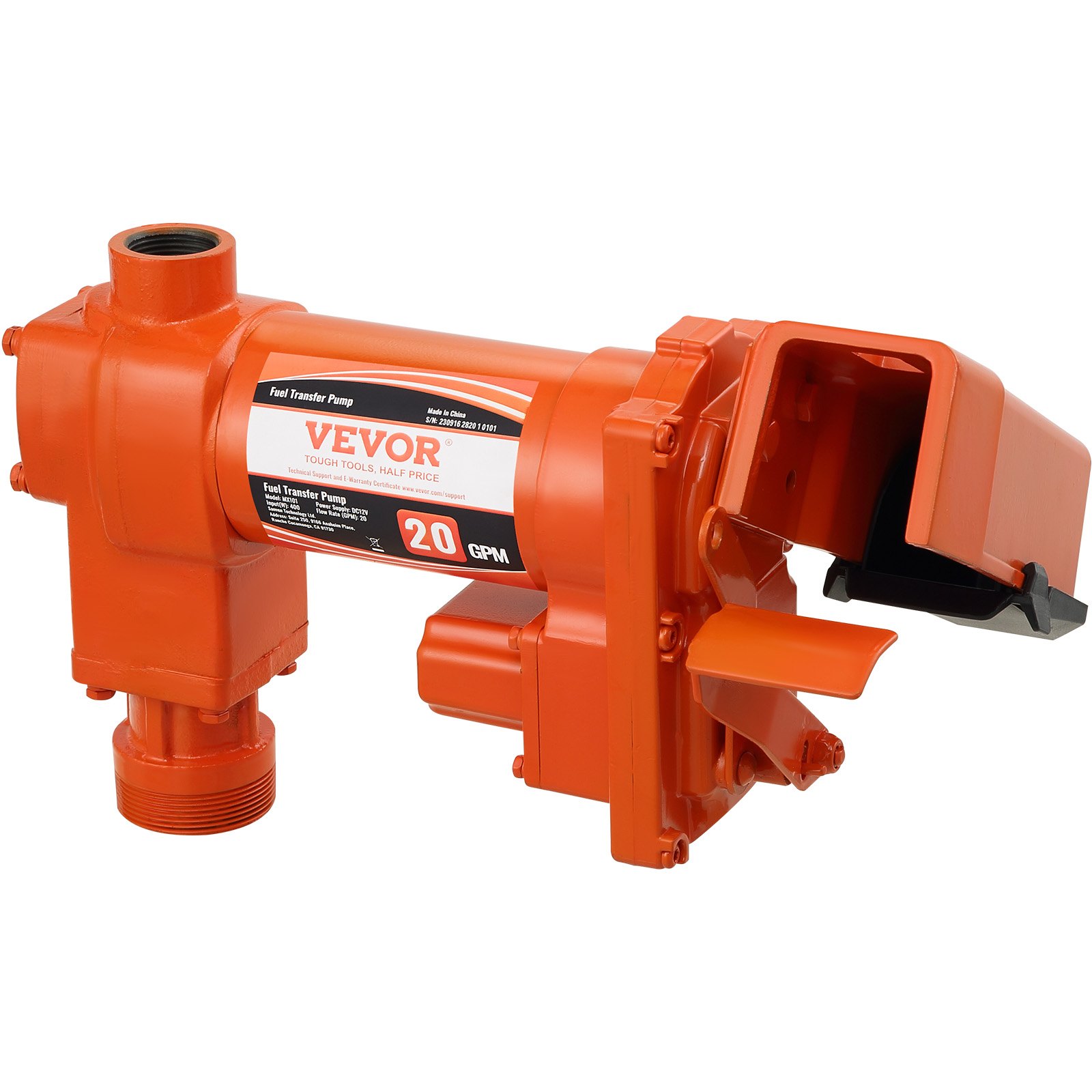 VEVOR brandstofpomp, 12 V DC, 20 GPM, 1/4 HP, dieselpomp met automatische sproeier, uitlaatslang en aanzuigleiding voor benzine, diesel, kerosine, ethanol- en methanolmengsels en biodiesel.
