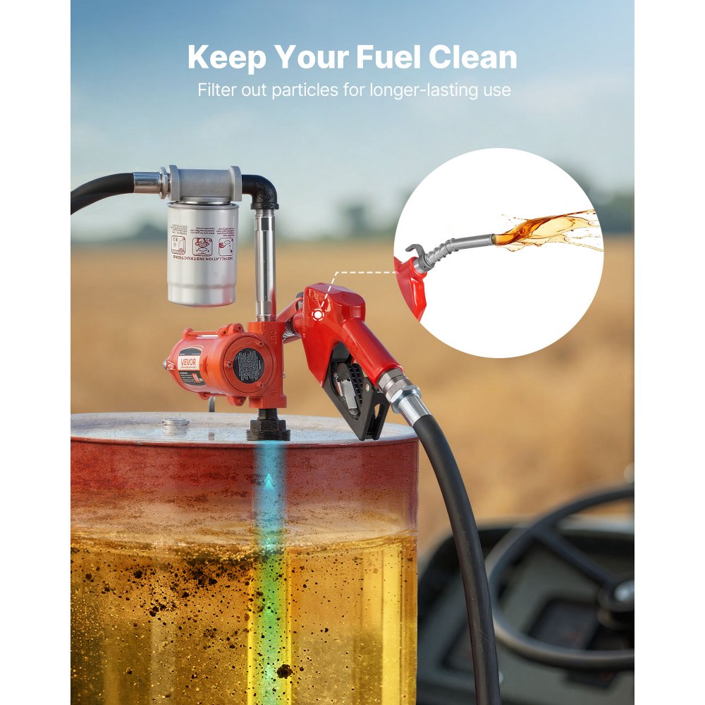 VEVOR brandstofpomp, 12 V DC, 37 L/min, dieselpompset, met automatische afslag, afgifteslang, oververhittingsbeveiliging, stroomkabel, explosieveilig, voor benzine, diesel en kerosine