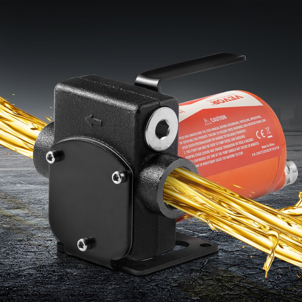 VEVOR Fuel Transfer Pump, 12V DC 5 GPM 1/10 HP, Portable Electric Diesel Transfer Pump with Auto Shut-Off Fuel Nozzle, Long Inlet & Outlet Hose for Gasoline Diesel, Kerosene, Methanol Blends