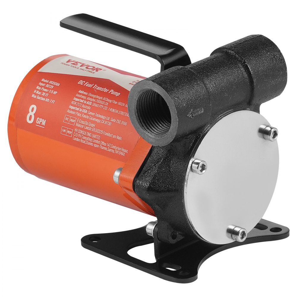 VEVOR Dieselpomp, 12V DC, 8 GPM, 1/6 HP, stookoliepomp met automatische pistooluitschakeling, overbrengpomp, lange inlaat- en uitlaatslang voor benzine, diesel, kerosine, methanolmengsels