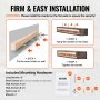 VEVOR Fireplace Mantel Wood Shelf Floating Rustic Mantel Shelf 72" Light Brown