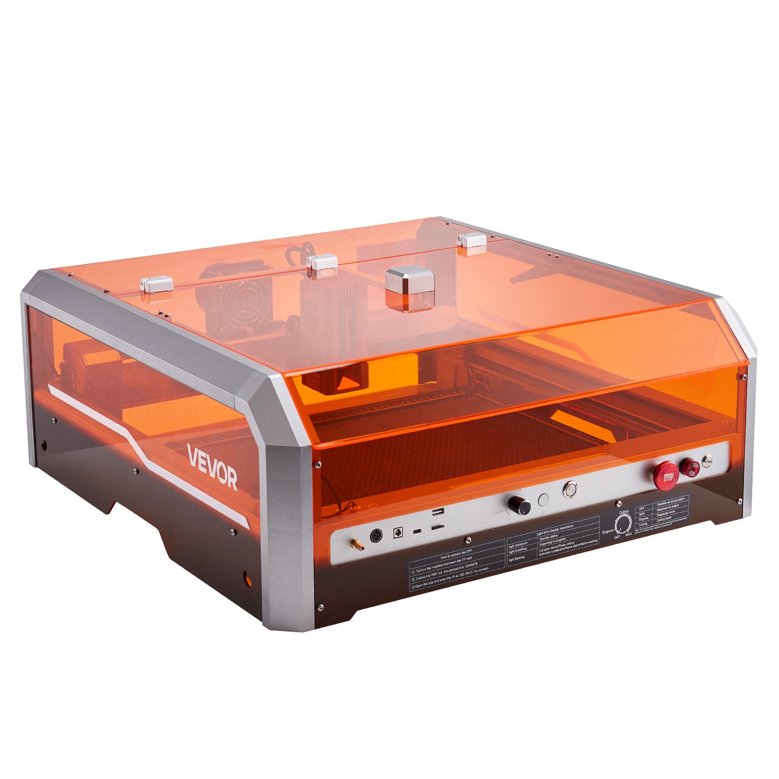 VEVOR Lasergraveermachine, 20 W, Lasergraveer- en snijmachine met ingebouwde camera, Lasersnijder, Werkgebied 400x400 mm, 30000 mm/min, voor Hout, Leer, Glas, Papier, Bepaalde Metalen, Klasse 1