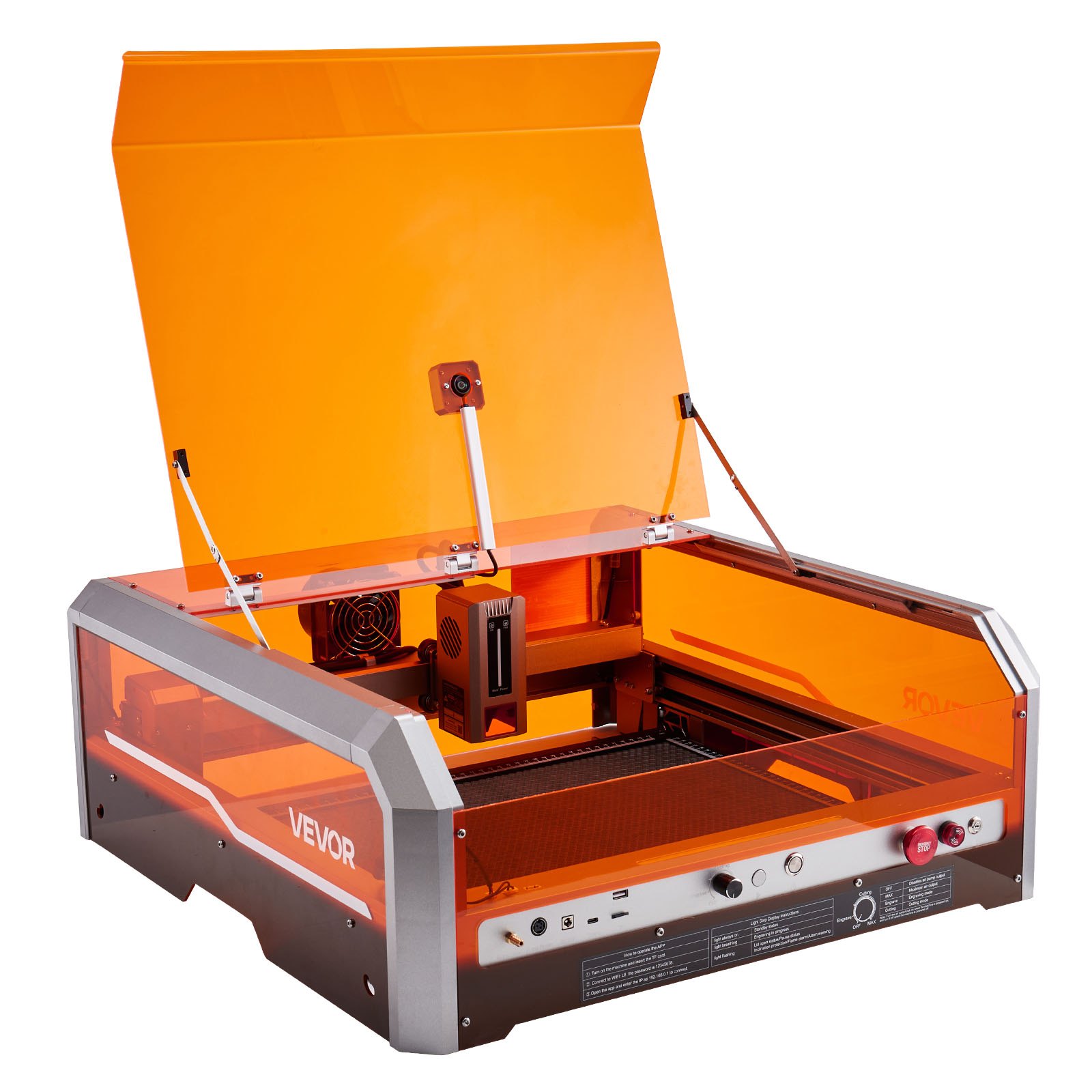 VEVOR Lasergraveermachine, 20 W, Lasergraveer- en snijmachine met ingebouwde camera, Lasersnijder, Werkgebied 400x400 mm, 30000 mm/min, voor Hout, Leer, Glas, Papier, Bepaalde Metalen, Klasse 1