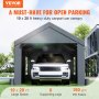 VEVOR carport 10x20 ft heavy duty canopy with a white suv parked inside, showcasing large space.