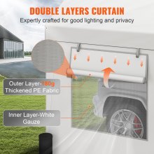 VEVOR carport 3x6x2,8m zware grote autoluifel buitengarageluifel met verwijderbare zijpanelen oprolbare auto vrachtwagen boot wit