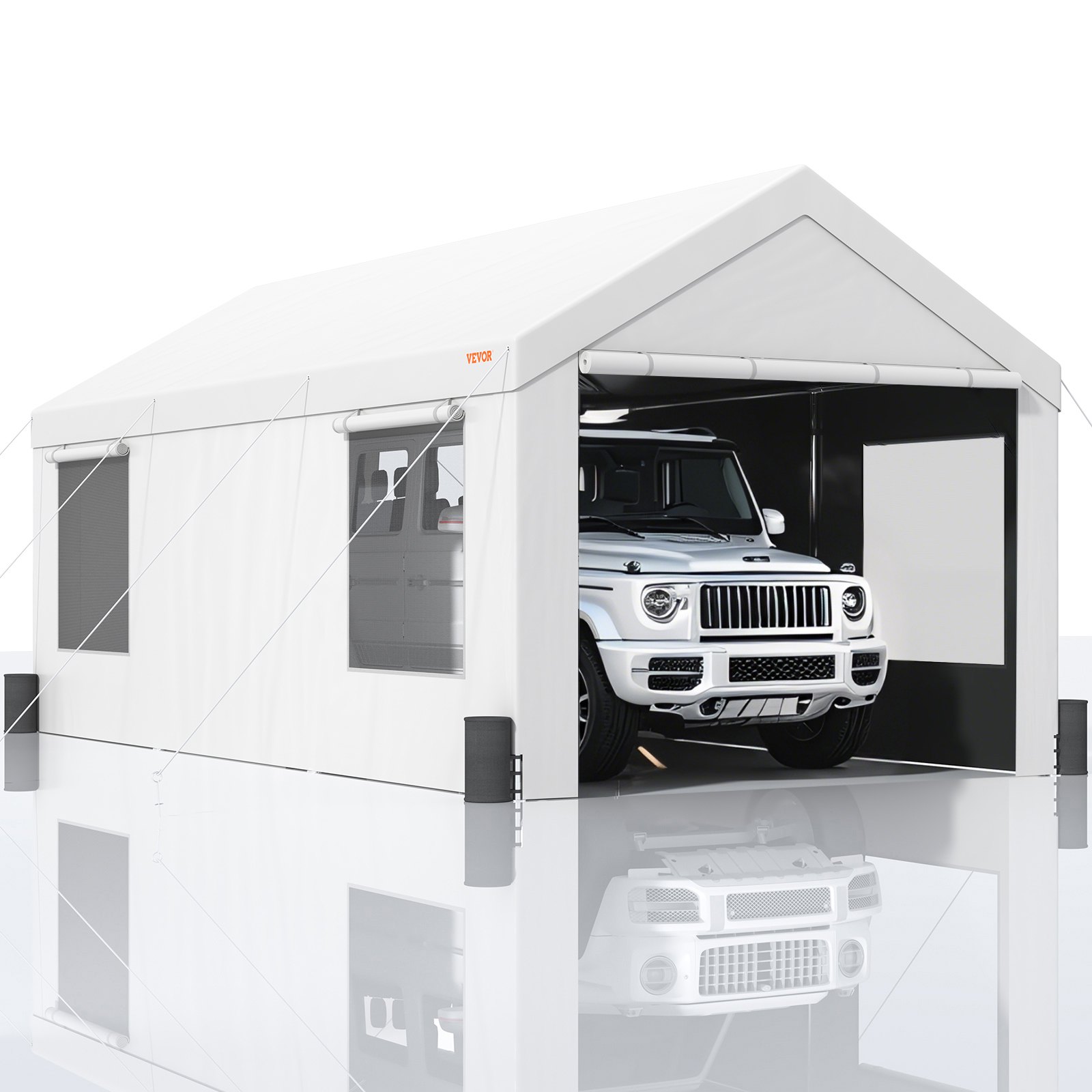 VEVOR Carport, 12 x 20 ft Heavy Duty Car Canopy with Roll-up Ventilated Windows, Extra Large Portable Garage with Removable Sidewalls, UV Resistant Tarp for SUV, Truck, Boat
