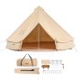 VEVOR Bell Tent 3 x 2 m Yurt Tent TC Katoen en stevige ijzeren palen met een PVC grondzeil Kampeertent Familietent 8 Vensters Groepstent voor Buitenavonturen