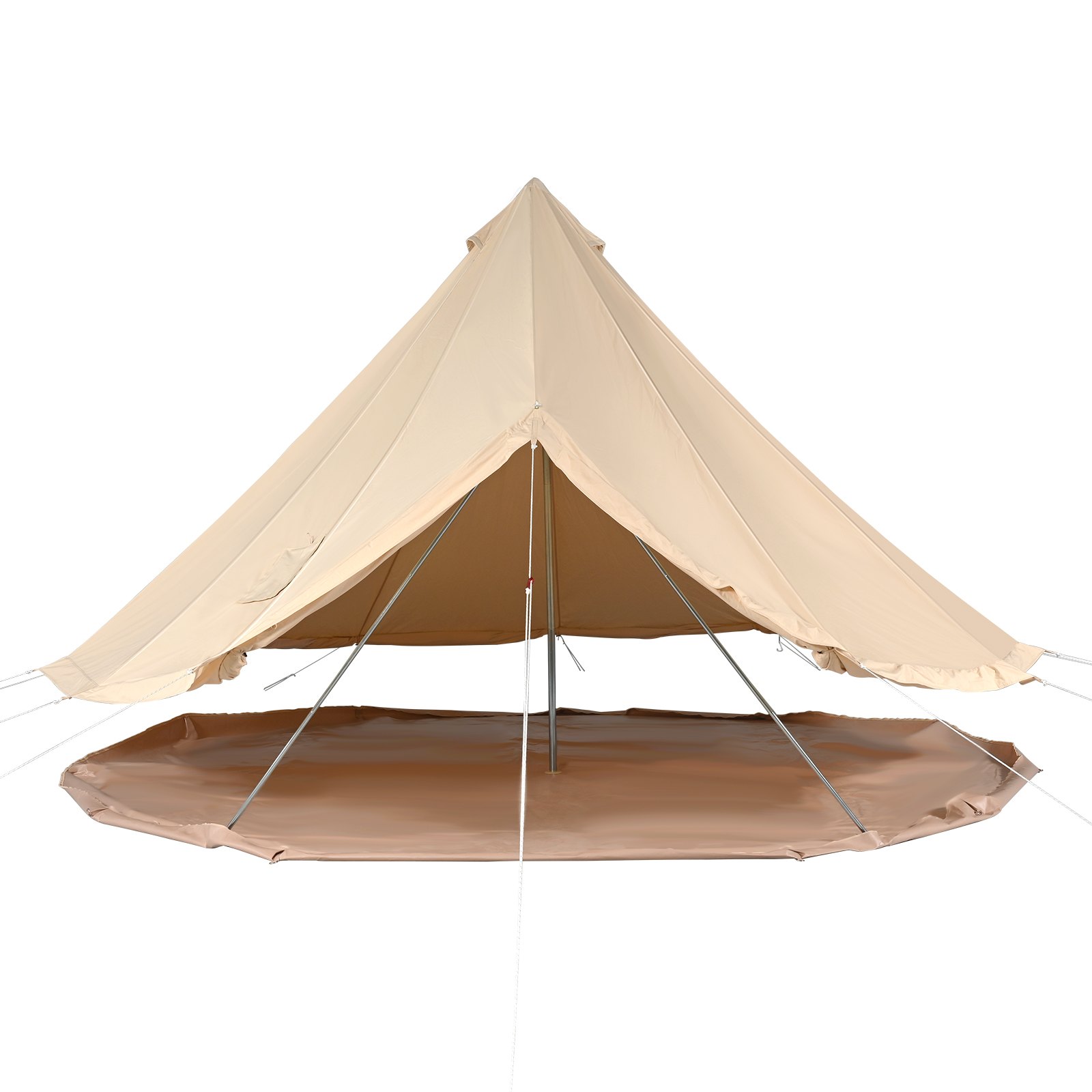 VEVOR Bell Tent 3 x 2 m Yurt Tent TC Katoen en stevige ijzeren palen met een PVC grondzeil Kampeertent Familietent 8 Vensters Groepstent voor Buitenavonturen