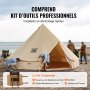 VEVOR Bell Tent 4 x 2,5 m Yurt Tent TC Katoen en stevige ijzeren palen met een PVC grondzeil Kampeertent 6-persoons familietent 8 ramen groepstent voor buitenavonturen