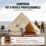 VEVOR Bell Tent 5 x 3 m Yurt Tent TC Katoen met Zeer Sterke Ijzeren Stokken en een PVC Grondzeil Kampeertent Familietent 8 Ramen Piramidetent Groepstent voor Buitenavonturen