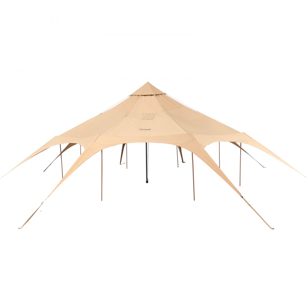 VEVOR Bell Tent 5 x 2,8 m Yurt Tent TC Katoen en stevige ijzeren palen met een Oxford stoffen grondzeil Kampeertent Familietent 8 ramen Groepstent voor buitenavonturen