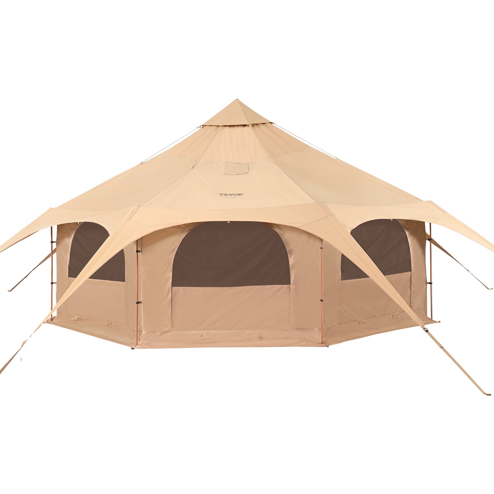 VEVOR Bell Tent 5 x 2,8 m Yurt Tent TC Katoen en stevige ijzeren palen met een Oxford stoffen grondzeil Kampeertent Familietent 8 ramen Groepstent voor buitenavonturen