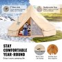 VEVOR Bell Tent 6 x 3,5 m Yurt Tent TC Katoen en stevige ijzeren palen met een PVC grondzeil Kampeertent 10-persoons familietent 12 ramen groepstent voor buitenavonturen