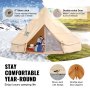 VEVOR Bell Tent 7 x 3,5 m Yurttent TC Katoen en zware ijzeren palen met een PVC-grondzeil Campingtent 12-persoons familietent 12 raamgroeptent voor buitenavonturen