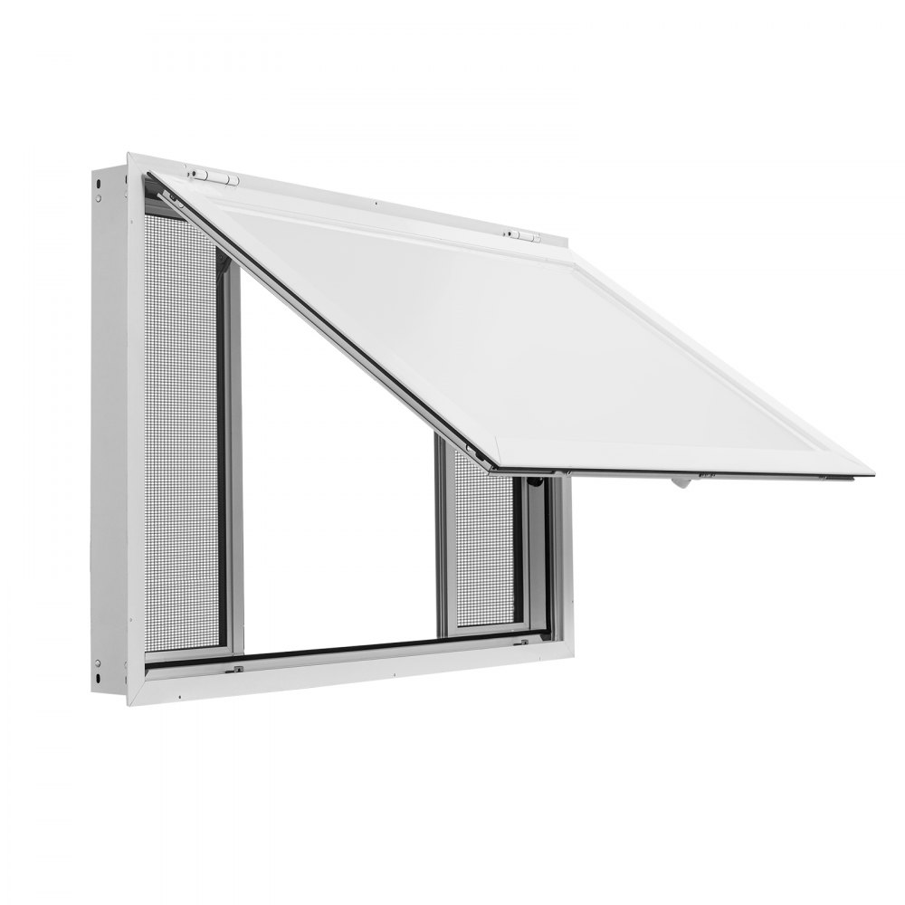 VEVOR verkoopraam voor foodtrucks 1143 x 762 mm, gemaakt van aluminiumlegering, verkoopraam voor kraampjes, opent tot 85°, met 4 horren, verkoopklep, trekhaak en regenhoes.