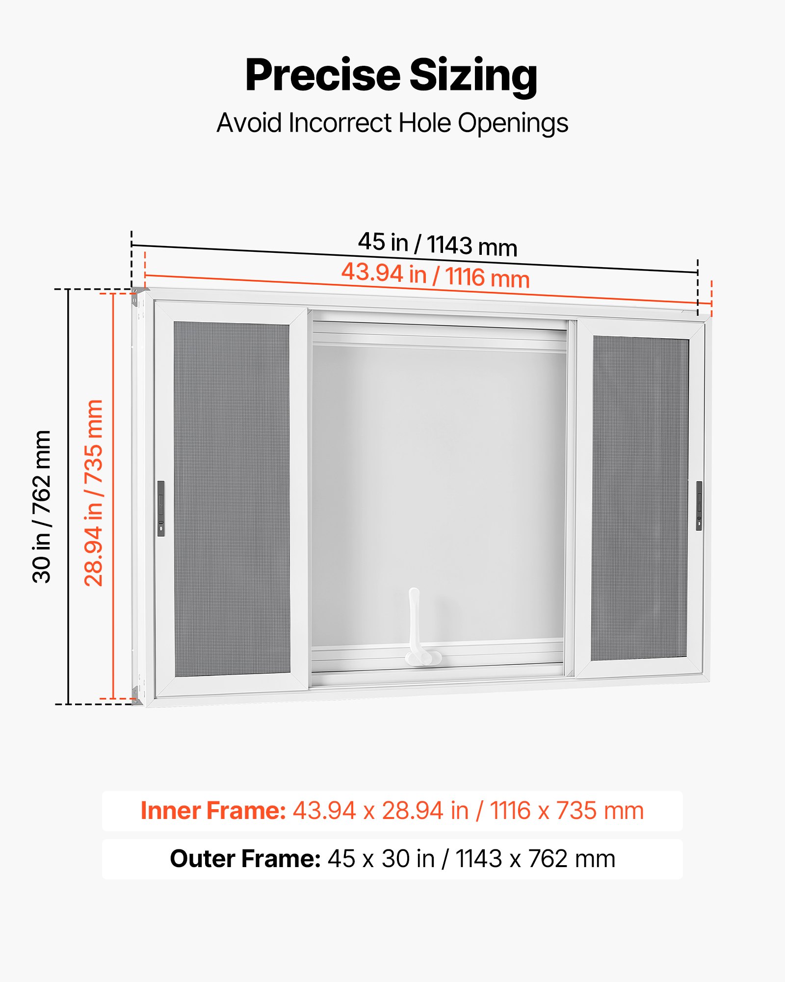 VEVOR verkoopraam voor foodtrucks 1143 x 762 mm, gemaakt van aluminiumlegering, verkoopraam voor kraampjes, opent tot 85°, met 4 horren, verkoopklep, trekhaak en regenhoes.