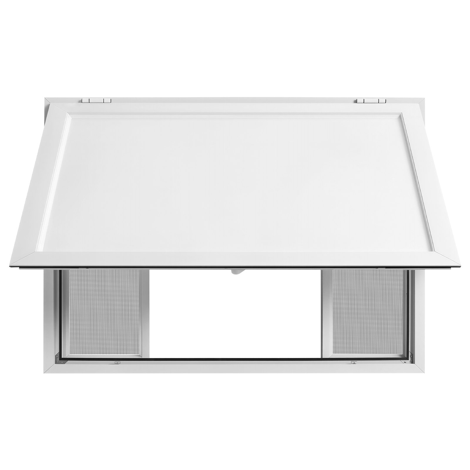 VEVOR Verkoopraam voor Foodtrucks 1220 x 915 mm Verkoopraam geschikt voor foodtrucks, opent tot 85°, 4 verwijderbare schuiframen met roosters, verkoopluik, bescherming tegen zon en regen