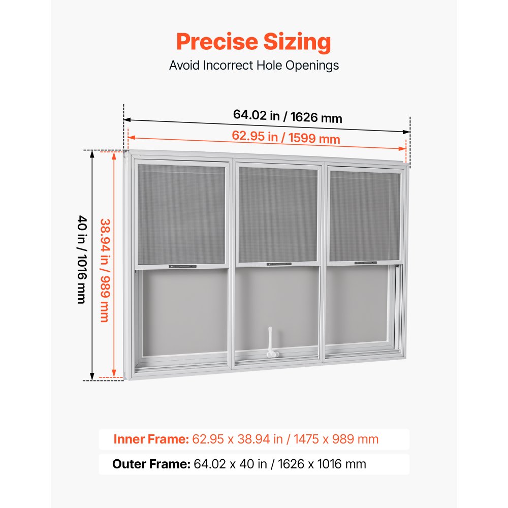 VEVOR Foodtruck Verkoopraam 1626 x 1016 mm Aluminiumlegering, Verkoopraam opent tot 85°, 3 vaste glaspanelen bovenaan, 3 schuifbare horren onderaan, Verkoopklep, Regenhoes