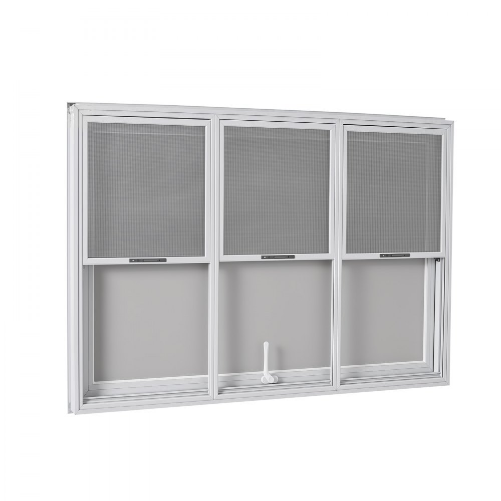 VEVOR Foodtruck Verkoopraam 1626 x 1016 mm Aluminiumlegering, Verkoopraam opent tot 85°, 3 vaste glaspanelen bovenaan, 3 schuifbare horren onderaan, Verkoopklep, Regenhoes