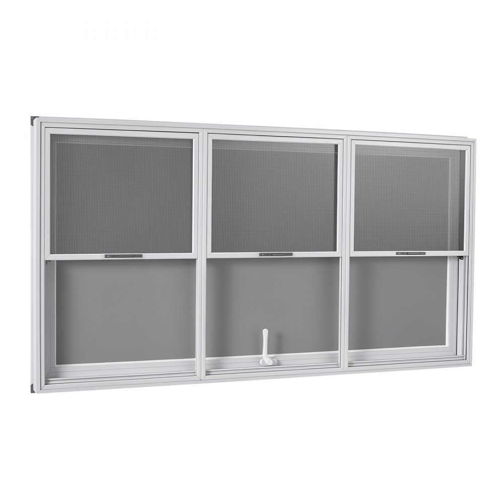 VEVOR Verkoopraam voor Foodtrucks 1880 x 1016 mm Verkoopraam voor Foodtrucks, opent tot 85°, 3 vaste bovenste glaspanelen en 3 verschuifbare onderste roosters, verkoopklep