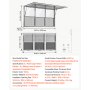 VEVOR Verkoopraam voor Foodtrucks 1880 x 1016 mm Verkoopraam voor Foodtrucks, opent tot 85°, 3 vaste bovenste glaspanelen en 3 verschuifbare onderste roosters, verkoopklep