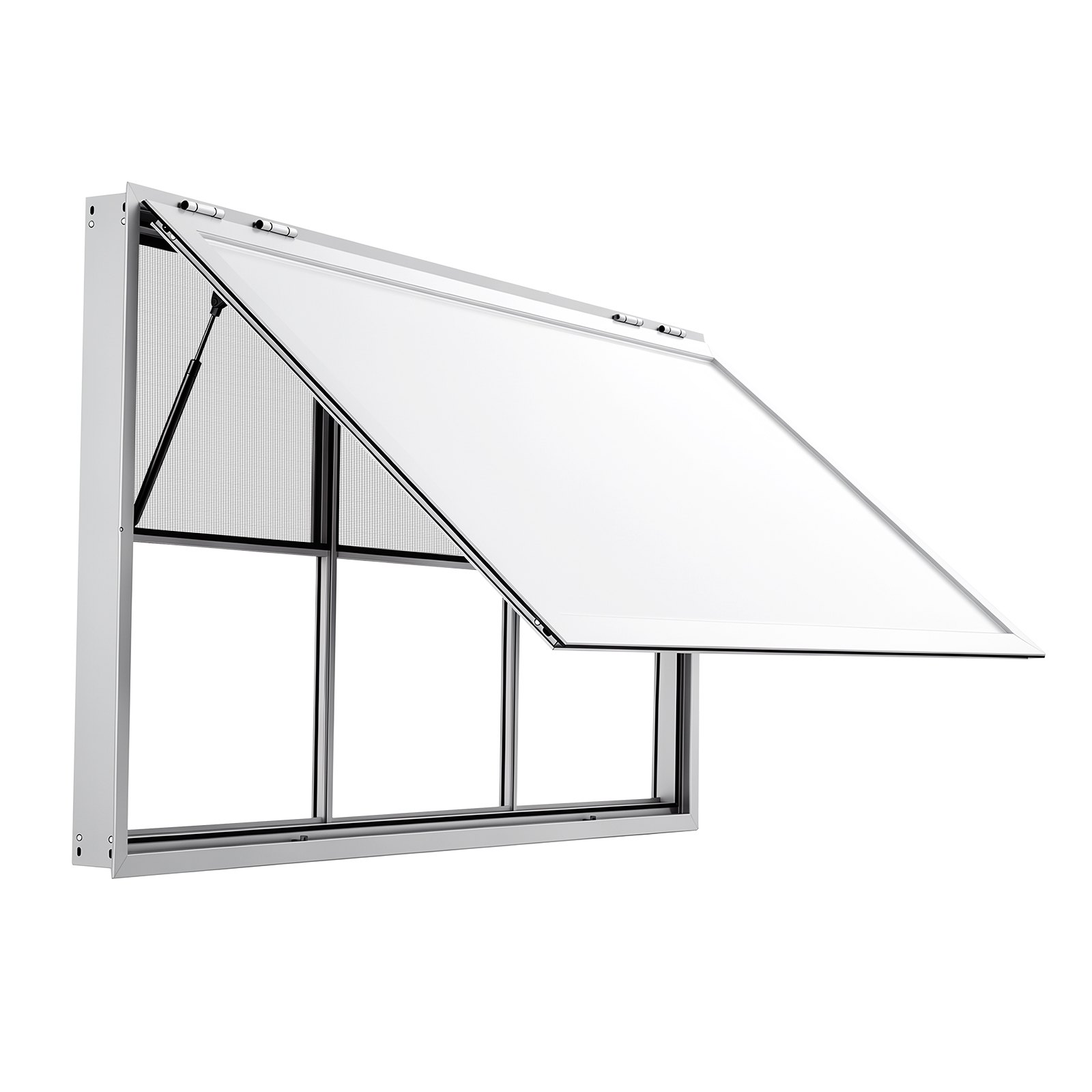 VEVOR Verkoopraam voor Foodtrucks 1880 x 1016 mm Verkoopraam voor Foodtrucks, opent tot 85°, 3 vaste bovenste glaspanelen en 3 verschuifbare onderste roosters, verkoopklep