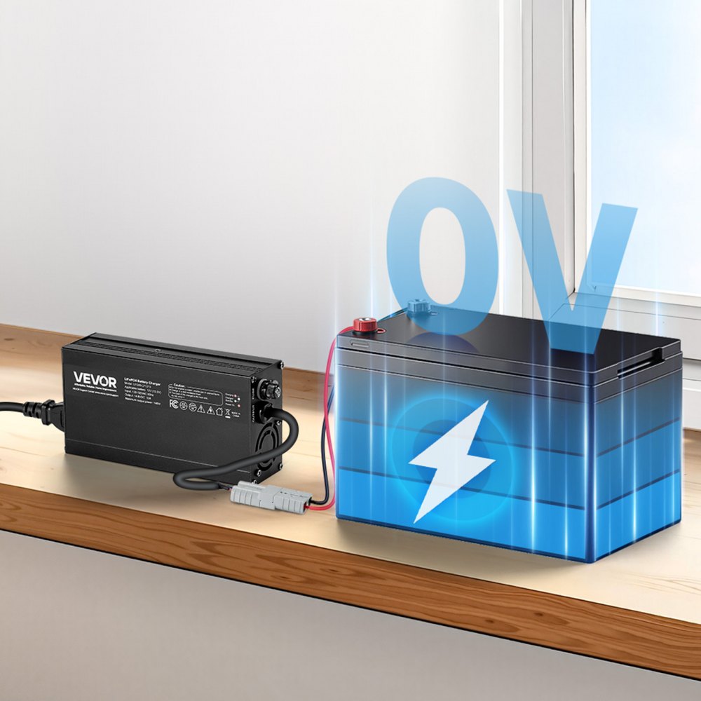 VEVOR 12V 10A lithium-acculader, 14,6V DC-laadspanning, met Anderson-connector, LED-display, 0V-activering, voor lithium-LiFePO4-deepcycle-accu's van boten en campers
