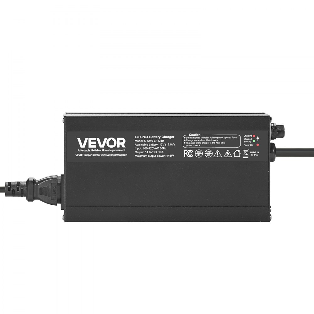 VEVOR 12V 10A lithium-acculader, 14,6V DC-laadspanning, met Anderson-connector, LED-display, 0V-activering, voor lithium-LiFePO4-deepcycle-accu's van boten en campers