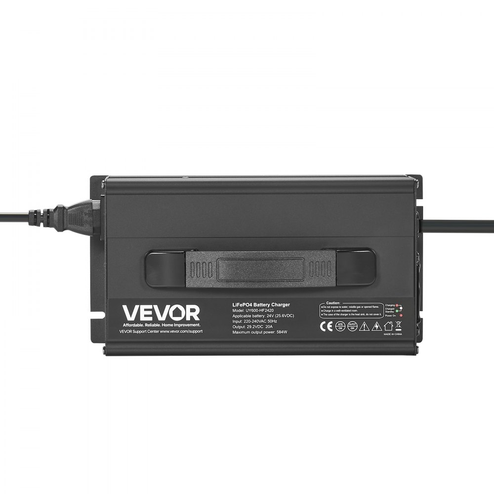 VEVOR 24V 20A Lithium-batterijlader, 29,2V DC-laadspanning, met Anderson-connector, LED-display, 0V-activering, voor lithium LiFePO4-deepcycle-accu's van boten en campers