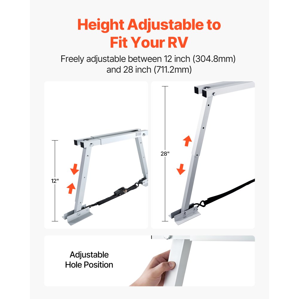 VEVOR Stabilisator voor campers, caravans en opleggers, in hoogte verstelbaar van 304,8 tot 711,2 mm, vermindert schommelen van de camper, 1 stuk.