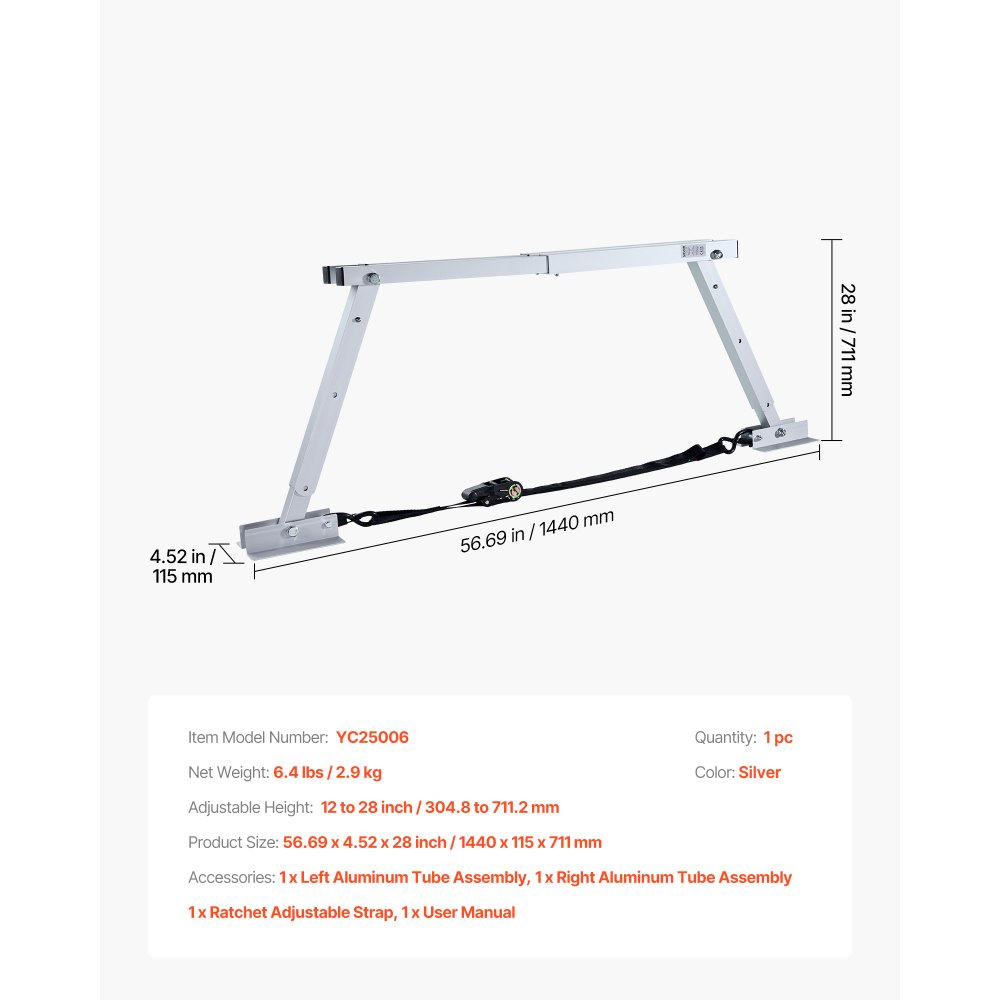 VEVOR Stabilisator voor campers, caravans en opleggers, in hoogte verstelbaar van 304,8 tot 711,2 mm, vermindert schommelen van de camper, 1 stuk.